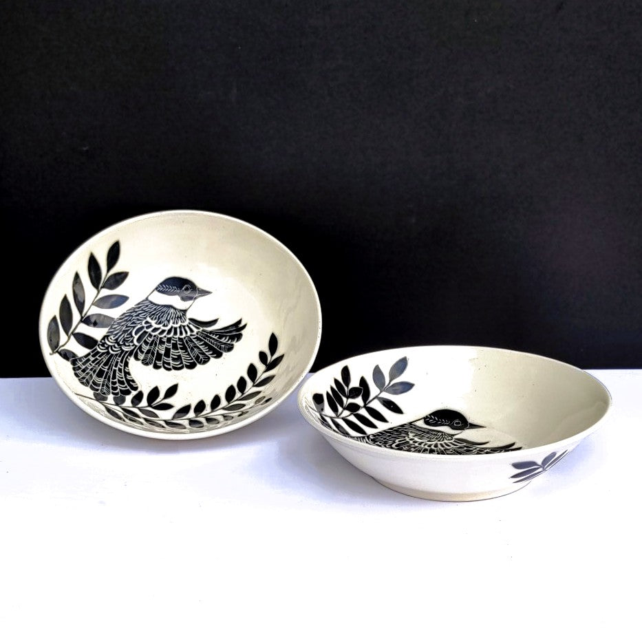 Amanda Kerr  white bowl with black bird designs