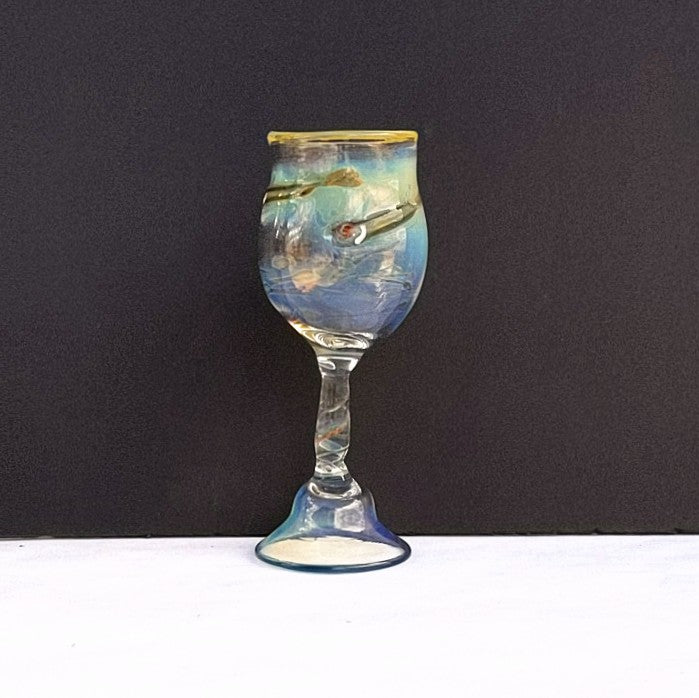 School of fish design Cordial Glass, handblown by Otter Rotolante of OT Glass
