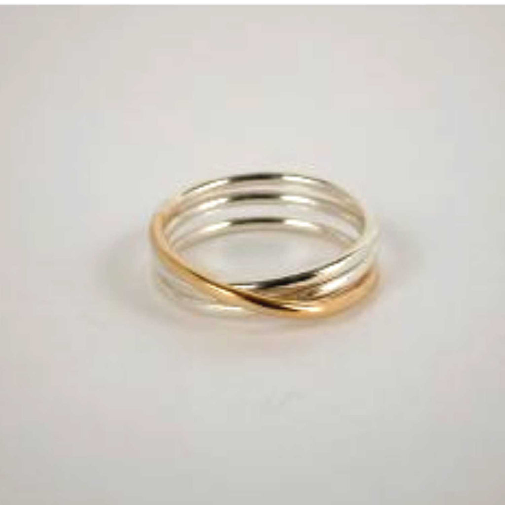 Sterling Silver and 14 karat gold, handcrafted ring by Lynda Constantine, made in Canada