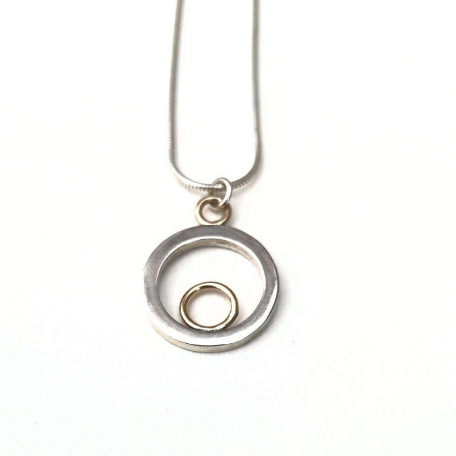 Sterling Silver and 14k gold, Circle of Life meaningful jewellery by Lynda Constantine.