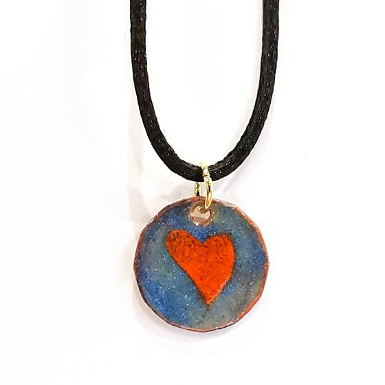 Enameled Penny Pendant with heart, by Margot Page