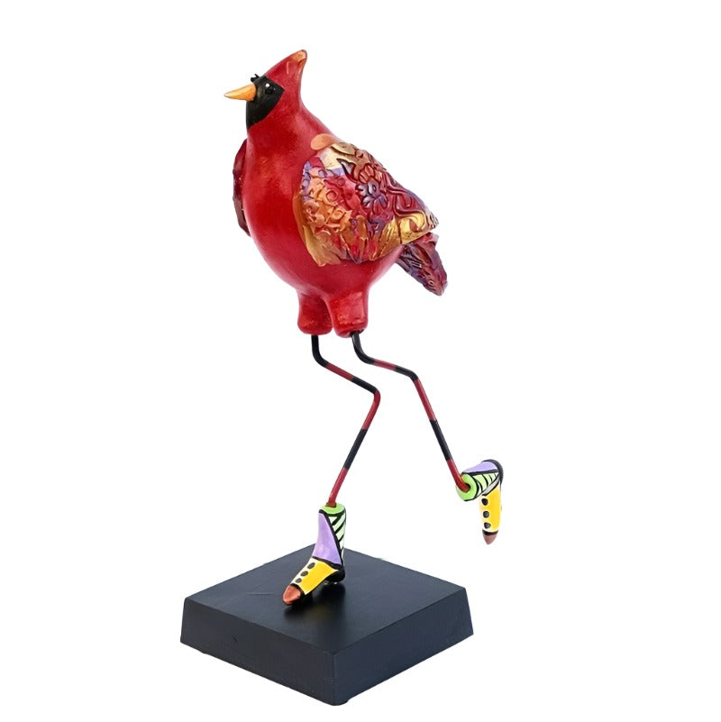 Cardinal with cowboy boots, ceramic sculpture by Steven McGovney