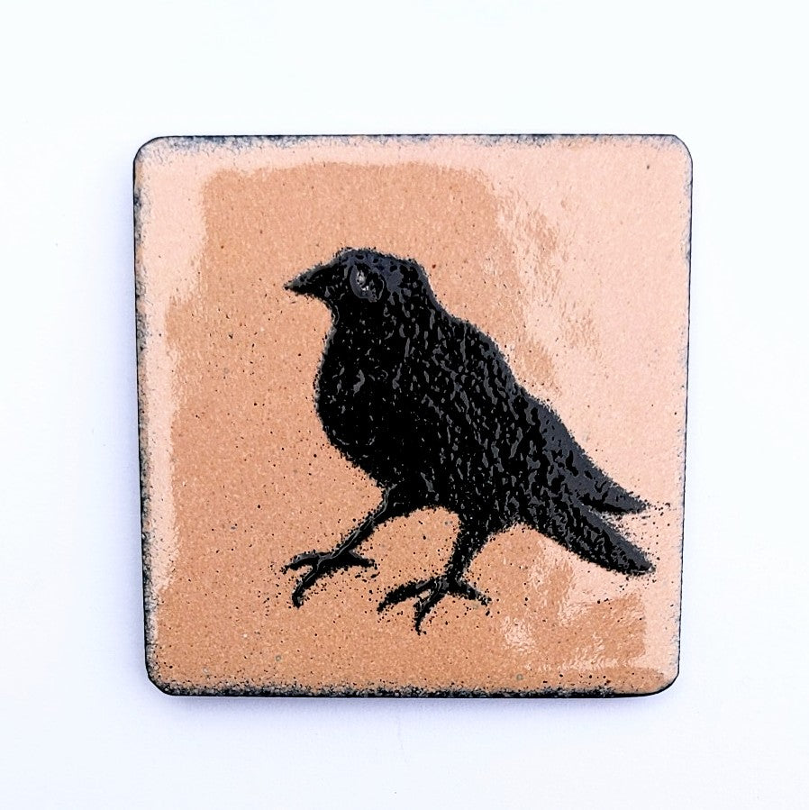 Enamel fridge magnet by Margot Page,  crow design