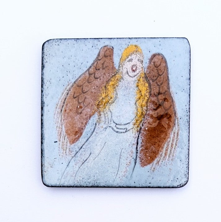 Enamel fridge magnet by Margot Page,  angel design