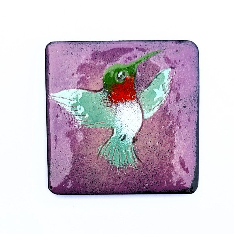 Enamel fridge magnet by Margot Page,  hummingbird design