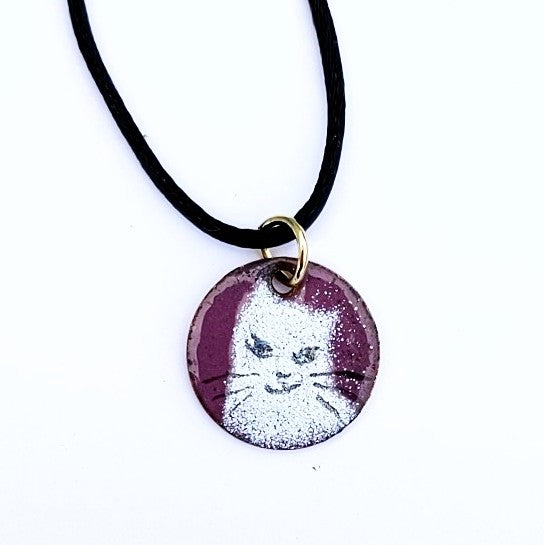 Enameled Cat design on Canadian copper penny, by Margot Page