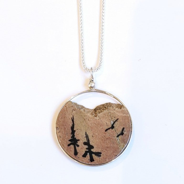 Solid stone slice, Canadian made pendant by Wendy Stanwick of A Slice of the North jewellery.