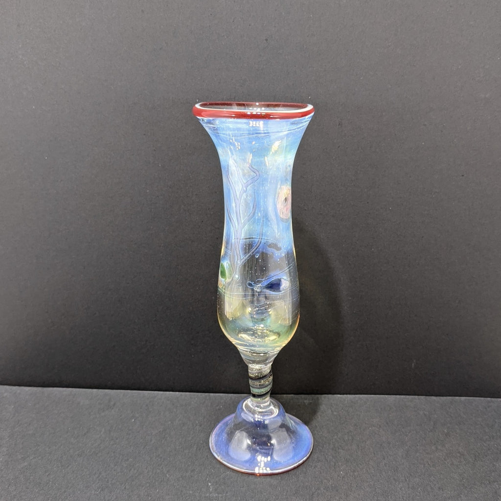 Ocean themed champagne glass by Otter Rotolante of OT Glass