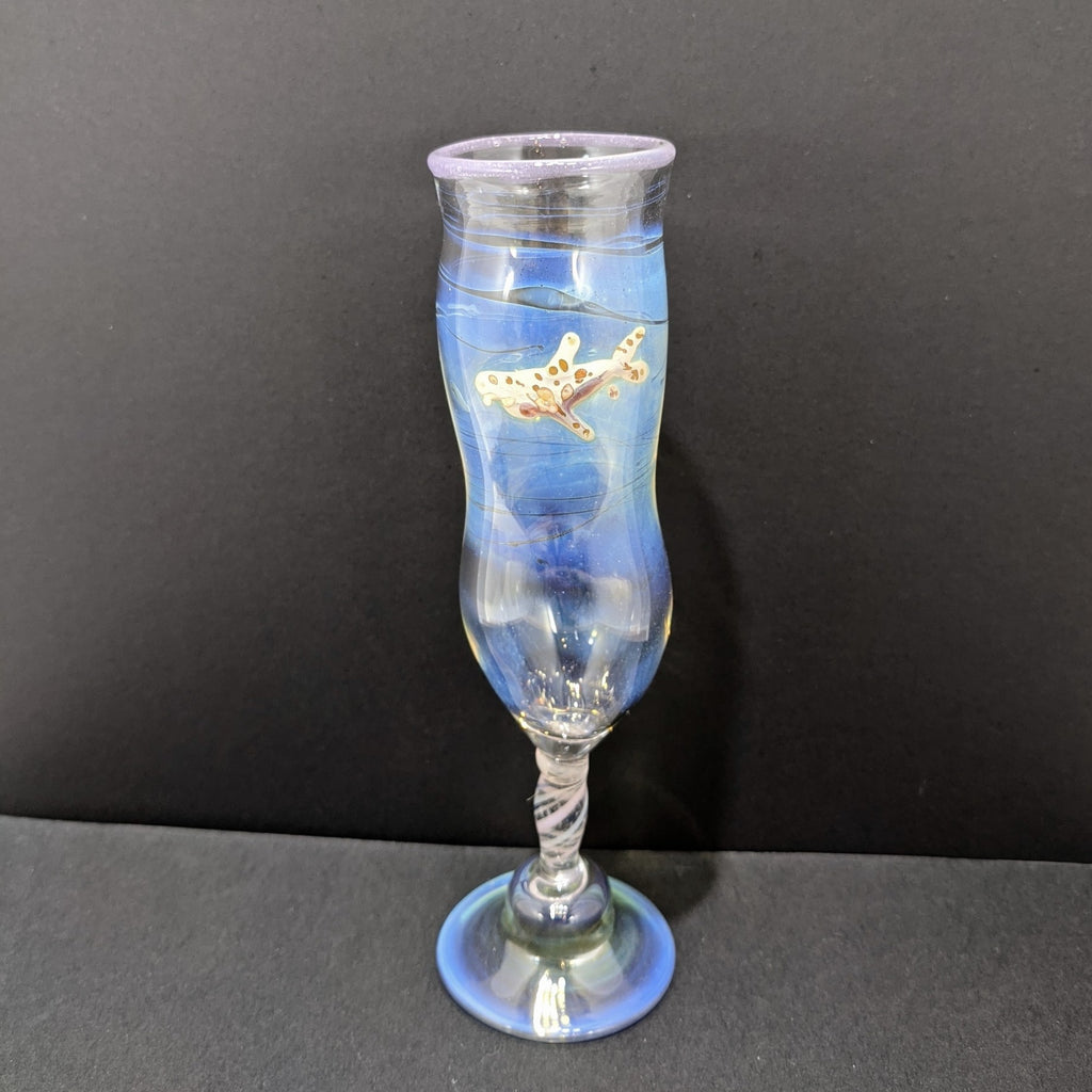 Sea Creature design Ocean themed champagne glass by Otter Rotolante of OT Glass