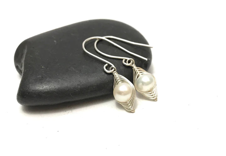 White Pearl Peas-in-a-pod earrings by Rising Jewelry, formerly Lucky Accessories