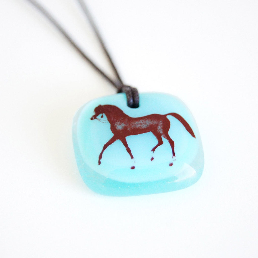 Arabian Horse Glass Pendant by Leila Cools